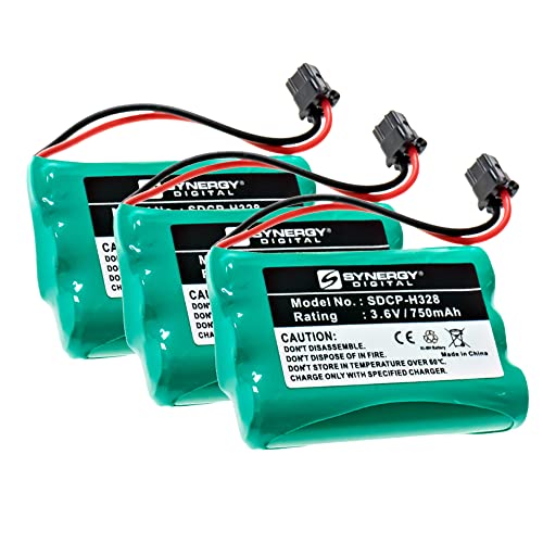 Synergy Digital Cordless Phone Battery, Compatible with Rayovac RAYM182 Cordless Phone Includes: 3 x SDCP-H328 Batteries