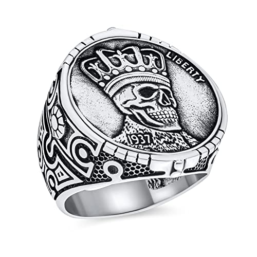 Bague biker homme en argent massif 925 avec tête de mort