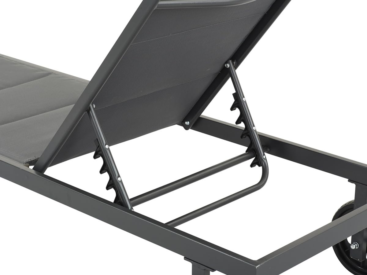 Bain de Soleil textilène matelassé et Aluminium Bella - Phoenix - Gris foncé