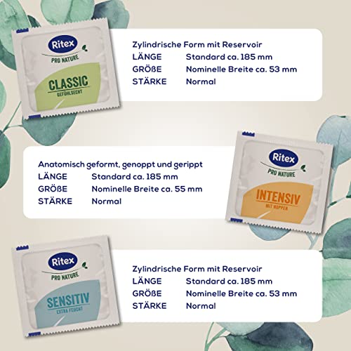 Ritex Pro Nature Kondom-Box, vegan, natürlich nachhaltige Vielfalt für mehr Abwechslung, 42 Stück, Made in Germany – Bild 5