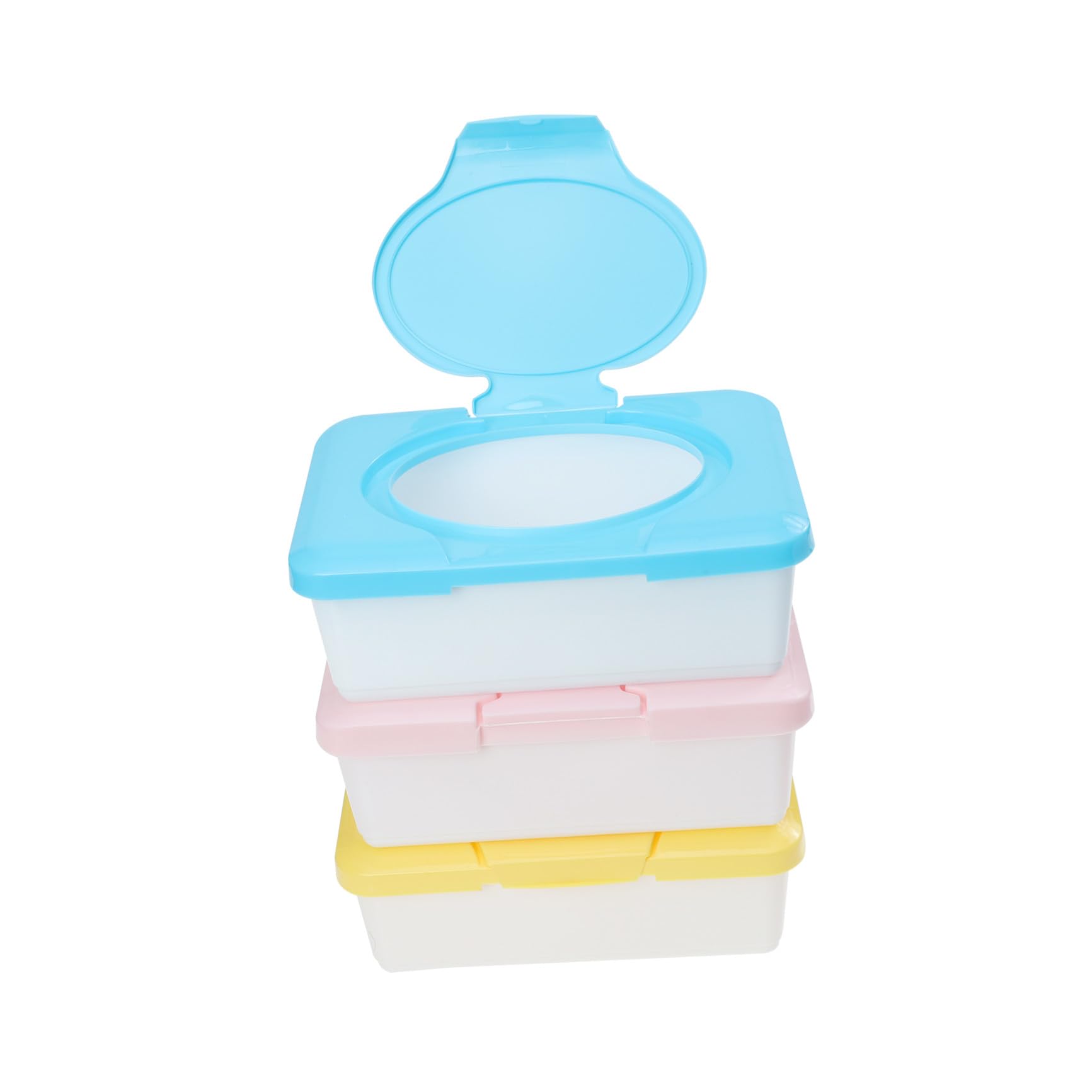 SUPVOX Dispensador de toallitas y organizador portátil de pañuelos húmedos con tapa, estuche de almacenamiento de polipropileno recargable para viajes, 3 soportes para toallitas para pañales y uso