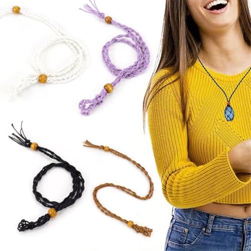 COYUN 4 Piezas Cordones para Collar de Piedra Vacío Soporte de Collar Vacío con Red de Pesca Cuerda para Collar de Piedra de Cristal de Cuarzo