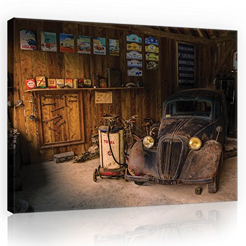 Forwall - Images sur toile - Voiture rétro vintage - 100 x 75 cm - Tableau mural sur toile - Tableau mural XXL grand format pour salon, chambre à coucher,...