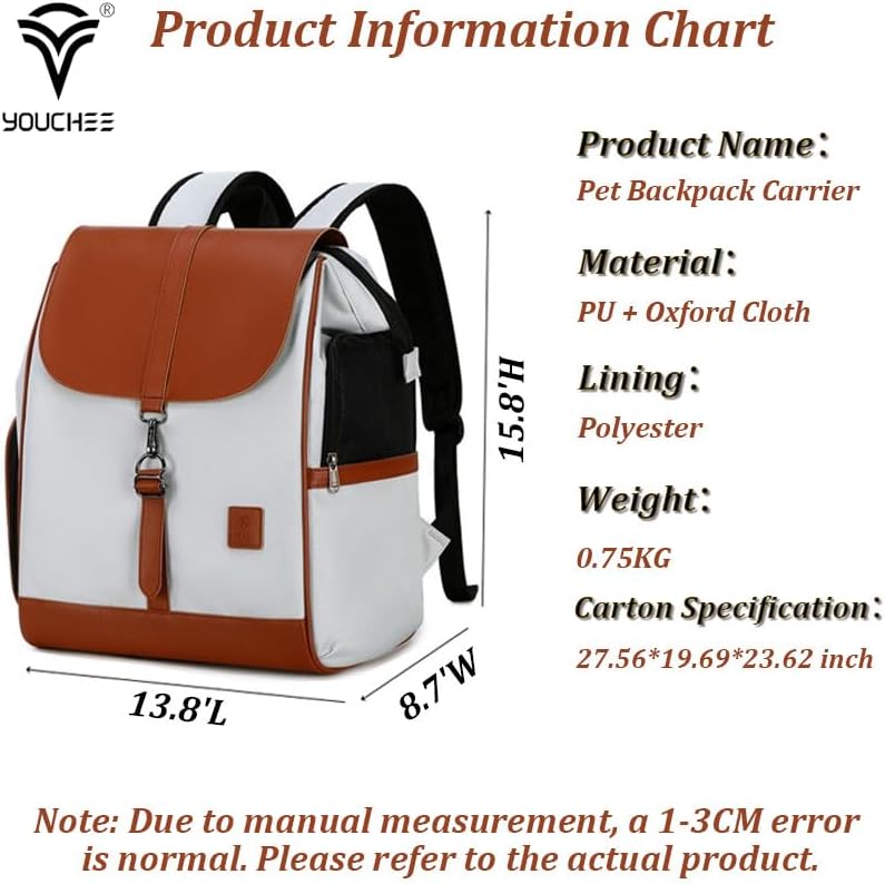 13.8" L x 8.7" W x 15.8" H Inches Cat, Dog Carrier for Pets Up to 20 Ibs, Washable，Soft Sided，Collapsible Travel Puppy Carrier. (Light-Grey)