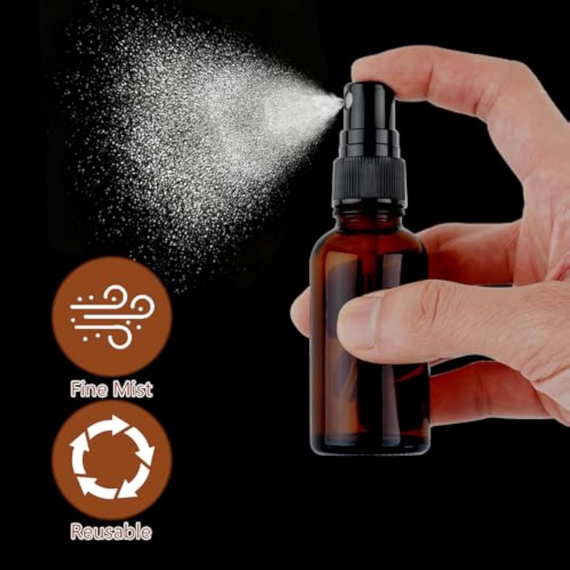 30ml Amber Glass Spray Bottle, 12pcs Fine Mist Atomizer Set