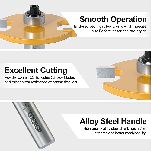 Image of Rabbet Router Bit Set 1 /2 Shank, Rabbeting Router Bits 1pcs with 6 Bearings for Interchangeable and Adjustable Multi Depths Cutter 1 /8 inch, 1 /4 inch, 5 /16 inch, 3 /8 inch, 7 /16 inch, 1 /2 inch