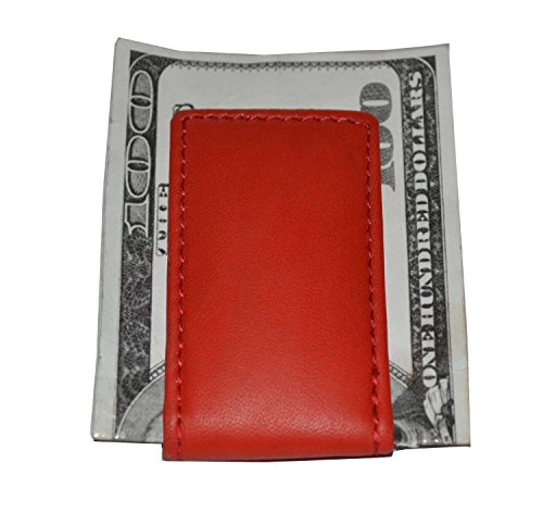 Image of LB LEATHERBOSS Men's New Leather Strong Magnetic Money Clip (Red)
