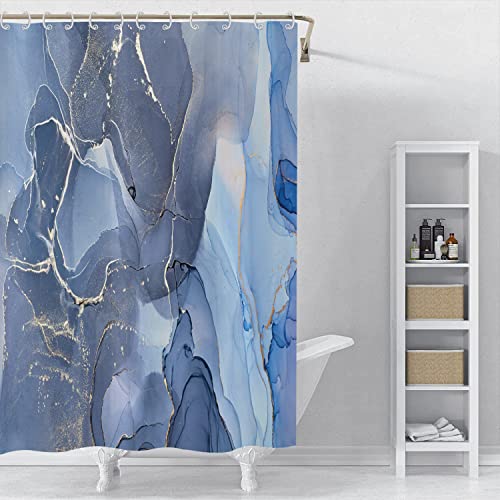 ASDCXZ Shower Curtain Blue Gold Marble 180x180 cm - Image 4