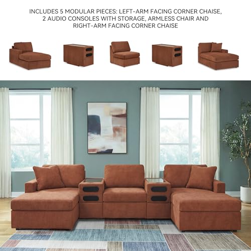 Image of Signature Design by Ashley Modular Double Chaise Sectional, Spice