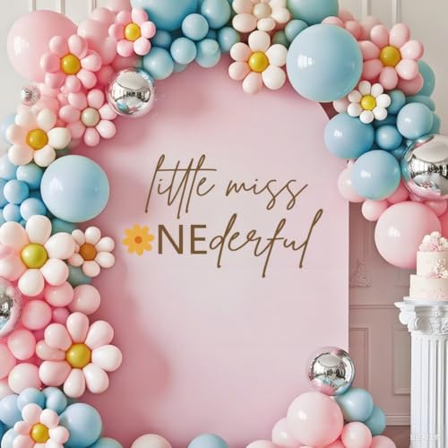 Little Miss Onederful Birthday Decoration - Little Miss Onederful Sign Decal for Balloons Arch Backdrop, First 1st Birthday Decorations for Girl, One Year Old Wall Decor, 1st Party Supplies Banner