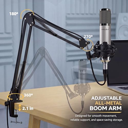 Image of Studio Microphone, Professional Cardioid XLR Condenser Recording Mic Voice Over Kit with Boom Arm for Music, Singing, Podcasting, and Vocal Streaming