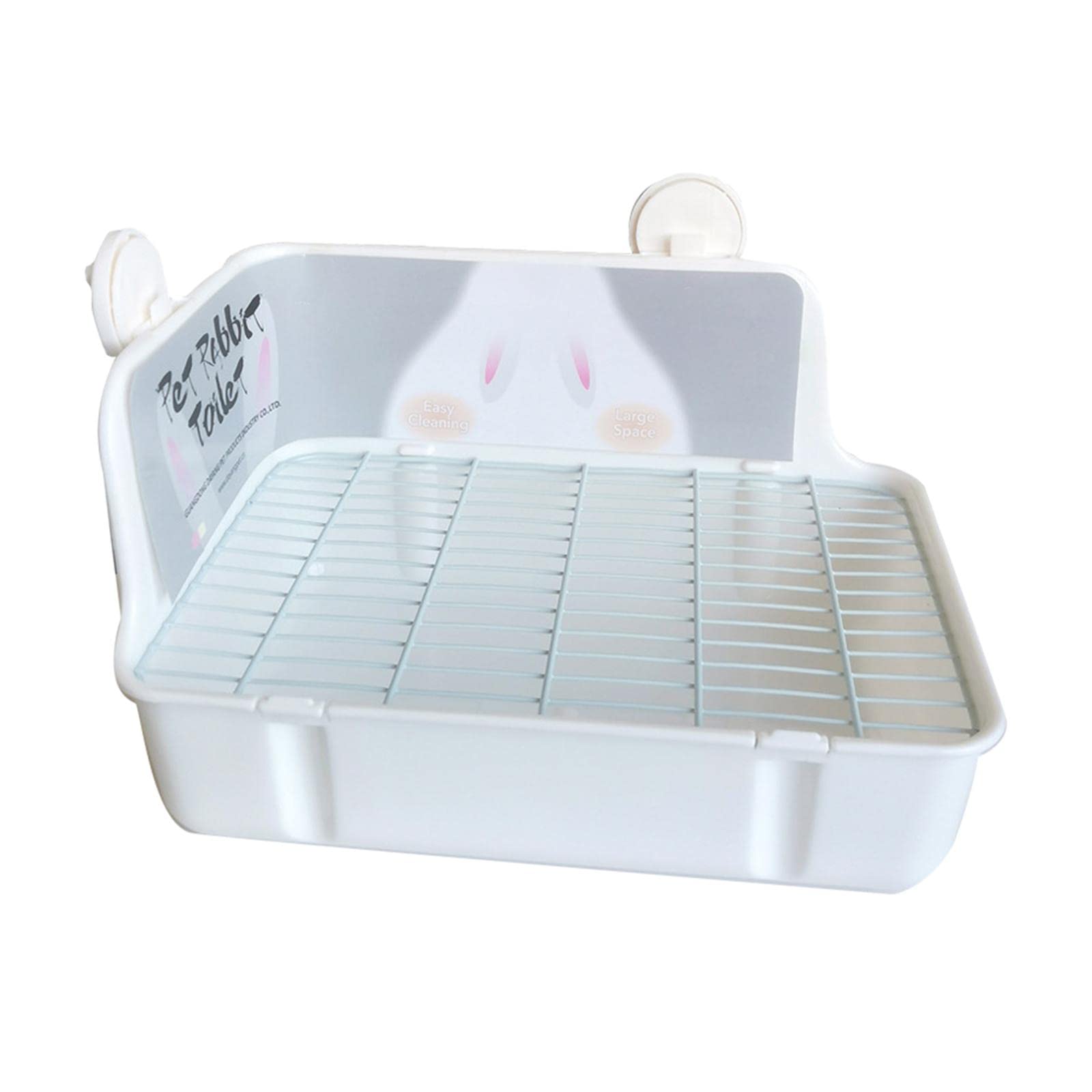 perfk Caja de Arena para Conejos, Bandeja de Esquina para Entrenador de Orinal, Jaula de Ropa de Cama, Limpieza Portátil Estable, Inodoro, Chinchilla, Blanco Gris