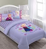 Disney Frozen Nordic Summer Florals Twin Comforter Set with Fitted Sheet