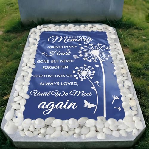Karenmok 3x6ft Standard Memorial Grave Blanket for Adult Waterproof Cemetery Grave Cover Full Size Weatherproof Funeral Decoration in Loving Memory Grave Decor 36x72in