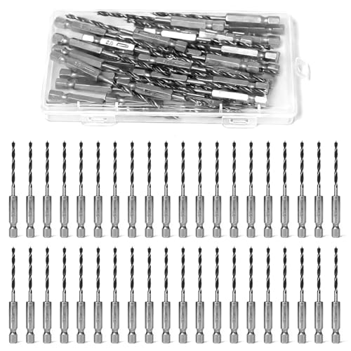 Dagran Lot de 40 Forets à Bois Hélicoïdaux en Acier Ø 3mm Foret Hélicoïdaux Hss avec Pointe de Centrage y Tige Hexagonale, Foret Metal Hss-co pour Bois...