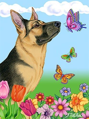 Best of Breed German Shepherd Butterfly House Flag