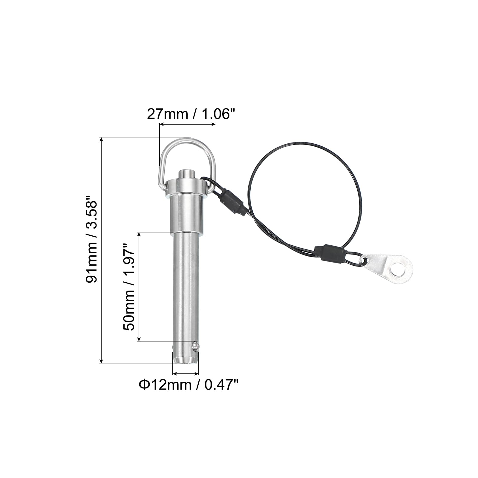 PATIKIL Quick Release Pin 12 x 50mm(1/2" x 1.97") - Image 2