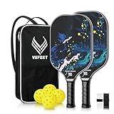 Pickleball Paddles Set of 2, USAPA Approved 99.99% Carbon Fiber Surface Pickleball Sets PP Honeycomb...