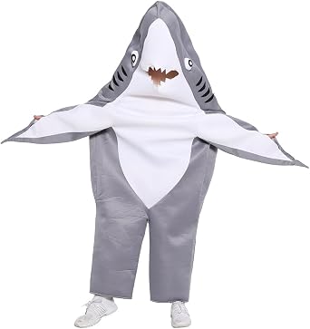 Adult Grey Shark Costume Halloween Party Mens Animal Cosplay Outfit Funny Mascot Dress Up