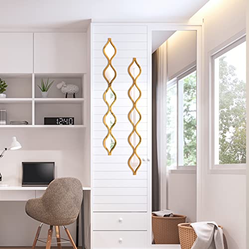 Teardrop Mirror Wall Decor Acrylic Decorative Mirror Narrow Wall Decor Boho Vintage Wall Art Rustic Farmhouse Decorative Long Mirror For Apartment Living Room Bathroom Bedroom Entryway (Gold, 2 Pcs) #TOP6