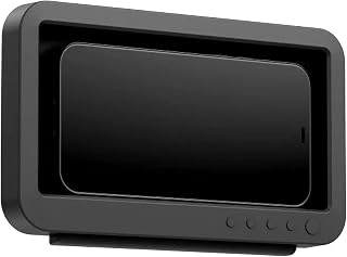 Soporte giratorio de 360° para teléfono de ducha para teléfonos inteligentes de menos de 7 pulgadas, color negro, azul y blanco con antivaho y acceso a la pantalla