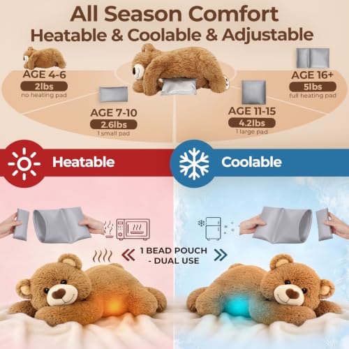 Image of Mewaii Weighted Stuffed Animals Bear Plush, Heatable Coolable, 2-5lbs, 23 inch | Adjustable Comfort, Microwaveable Removable Inner Pad, Machine Washable Cover, Cozy Gift for Adults & Kids