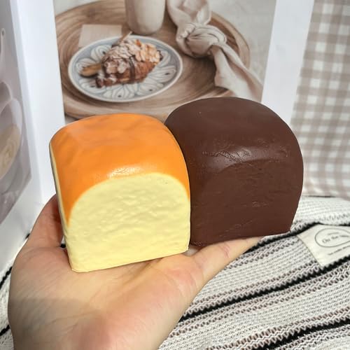 Image of Butter Slow Rising Squishy，Squishy Toy,Dumpling Stress Balls,Fidget Toy (Black Yellow Hawaiian Roll squishy)