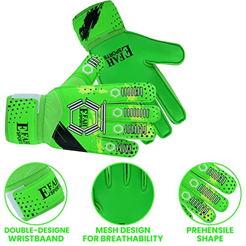 EFAH SPORTS Football Goalkeeper Gloves For kids Boys Children Youth Soccer Goalie Goalkeeping Glove with Strong Grip Palms (Size 5 - Image 2