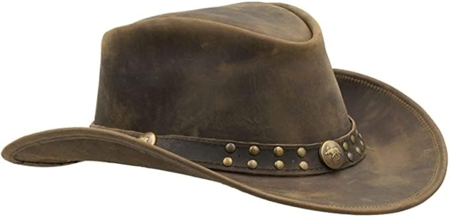 Sidewinder Sombrero de Vaquero Durable Jungle Grain Leather Unisex Adulto para Hombres Shapeable Outback Western Style Wide Brim
