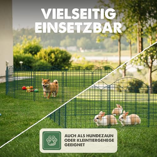 LAINFELD Teichzaun Komplettset | 20 Zaunelemente aus Metall mit Pfosten | Poolzaun für Kinder Steckzaun Gartenzaun zum Stecken flexibel Garten Zaun
