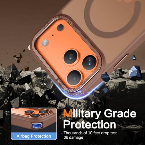 Image of YINLAI for iPhone 17 Pro Max Case 6.9-inch,Magnetic Compatible with MagSafe, Slim Matte Anti-Fingerprint, Shockproof Full Body Military Grade Protection for iPhone 17 Pro Max Cover, Brown