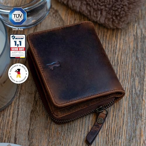 Image of BERLINER BAGS Full Grain Leather Small Wallet Women Sara, Gift Box, Brown