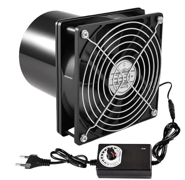 Aoreun Extractor de Aire de tubo 100mm, Ventilador Extractor de Aire DC 12V con Controlador de Velocidad, Extractora Cocina de pared Silencioso para Baño, Cocina, Garaje, Sótano