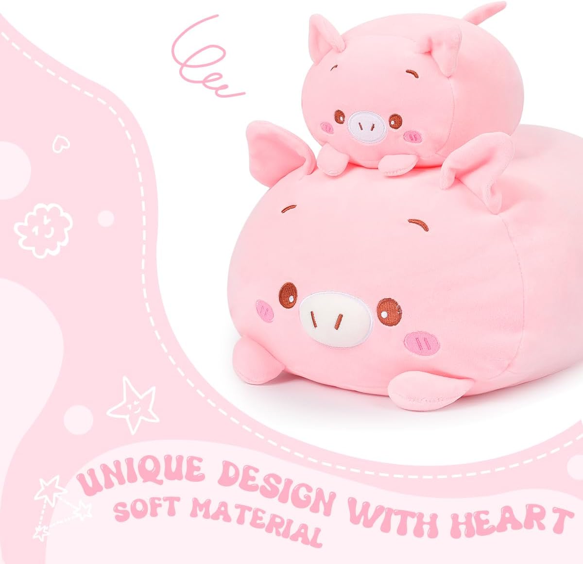 AIXINI 35.5 inch Cute Pink Pig Plush Stuffed Animal Cylindrical Body Pillow,Super Soft Cartoon Hugging Toy Gifts