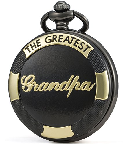 SEWOR Family Gift orologio da tasca al quarzo giapponese con doppia catena (metal & Leather) (Nero Gpa)