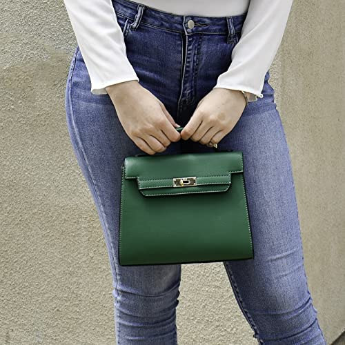 Evve Women'S Top Handle Satchel With Detachable Strap Small Pebbled Leather Crossbody Bag_Orange thumb #7