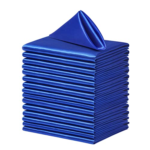 Counfeisly 100 Pack Square Satin Dinner Napkins 20x20 Inches Silky Soft Smooth Table Cloth Napkins for Restaurant Weddings Banquet Party Decoration Royal Blue