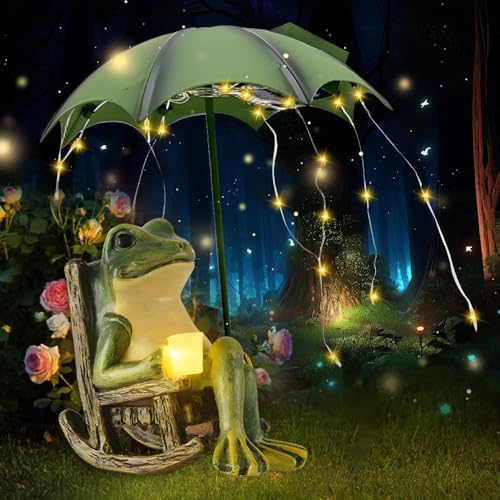 BIZOI Solar Frosch Statue, Deko Frosch für Draußen, Solar Frosch...