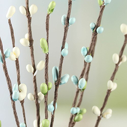 Factory Direct Craft Blue, Green & Cream Stems-(12 Pieces) These 12 Inch Long Pip Berry Sprays in Soft Blue, Green, and Cream are Great Costal Sea Breeze Colors. Use as Centerpieces or Accents