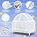 Baby Crib Tent Safety Net to Keep Baby in, Pop Up Crib Tent Canopy Keep Baby from Climbing Out, Mosquito Net for Baby Crib, Ultra Stable Frame, Durable Strong Self-Locking Zipper, White