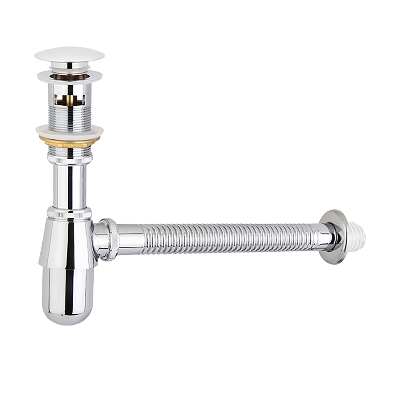 Siphon Waschbecken Bad mit Pop Up Ablaufventil und Überlauf,Flexibles Gewelltes Abflussrohr, Verlängerung Rohr Abfluss,Höhenverstellbares Syphon Waschbecken