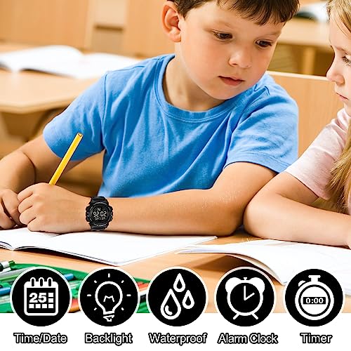 Image of Kids Watch,Boys Watch for 3-15 Year Old Boys,Digital Sport Outdoor Multifunctional Chronograph LED 50 M Waterproof Alarm Calendar Analog Watch for Children with Silicone Band,Kids Gift