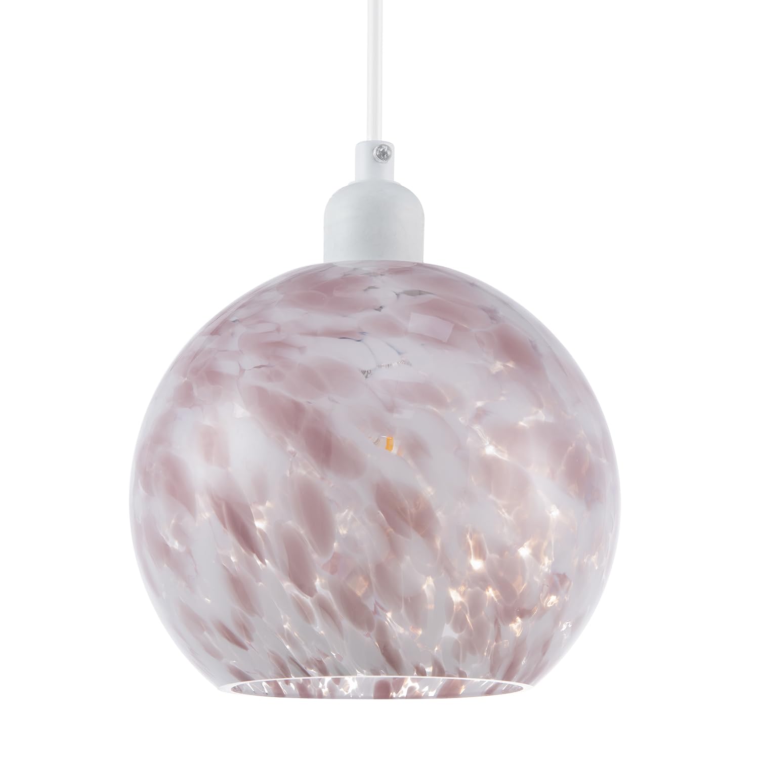 B&Q -  Modern Pink And White Snowflake 20Cm Glass Pendant Ceiling Lamp Shade