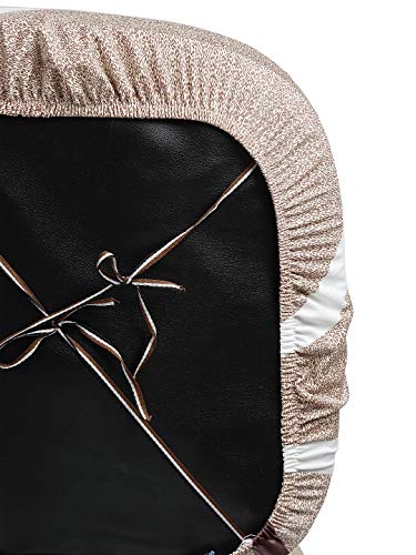 Image of Cortina Rotating Chair Office Covers | Soft Stretchable Elastic Spandex Material | Elastic Computer Chair Slip Covers | Removable Chair Case | Abstract Print - Light Brown | Chair Cover Set of 6