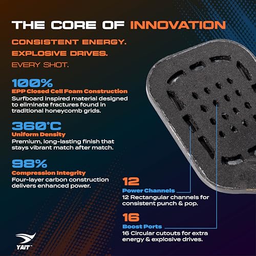 Image of Sports Xyros Foam Pickleball Paddle | 16mm Full Foam Pickle Ball Racket | 1 Year Warranty | CushCore+ Tech|4 Layer Japanese Toray T700 Carbon |AIPA Approved of USAPA Standards| Cover Bag Included