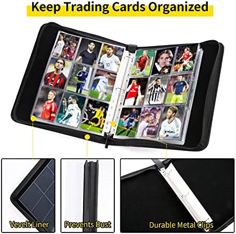 9-Pocket Trading Card Binder Card Collector Album Holder with 288 Pockets(32 Sheets), Carrying Case Binder Trading Card Album for Cards, Yugioh, MTG and Other TCG