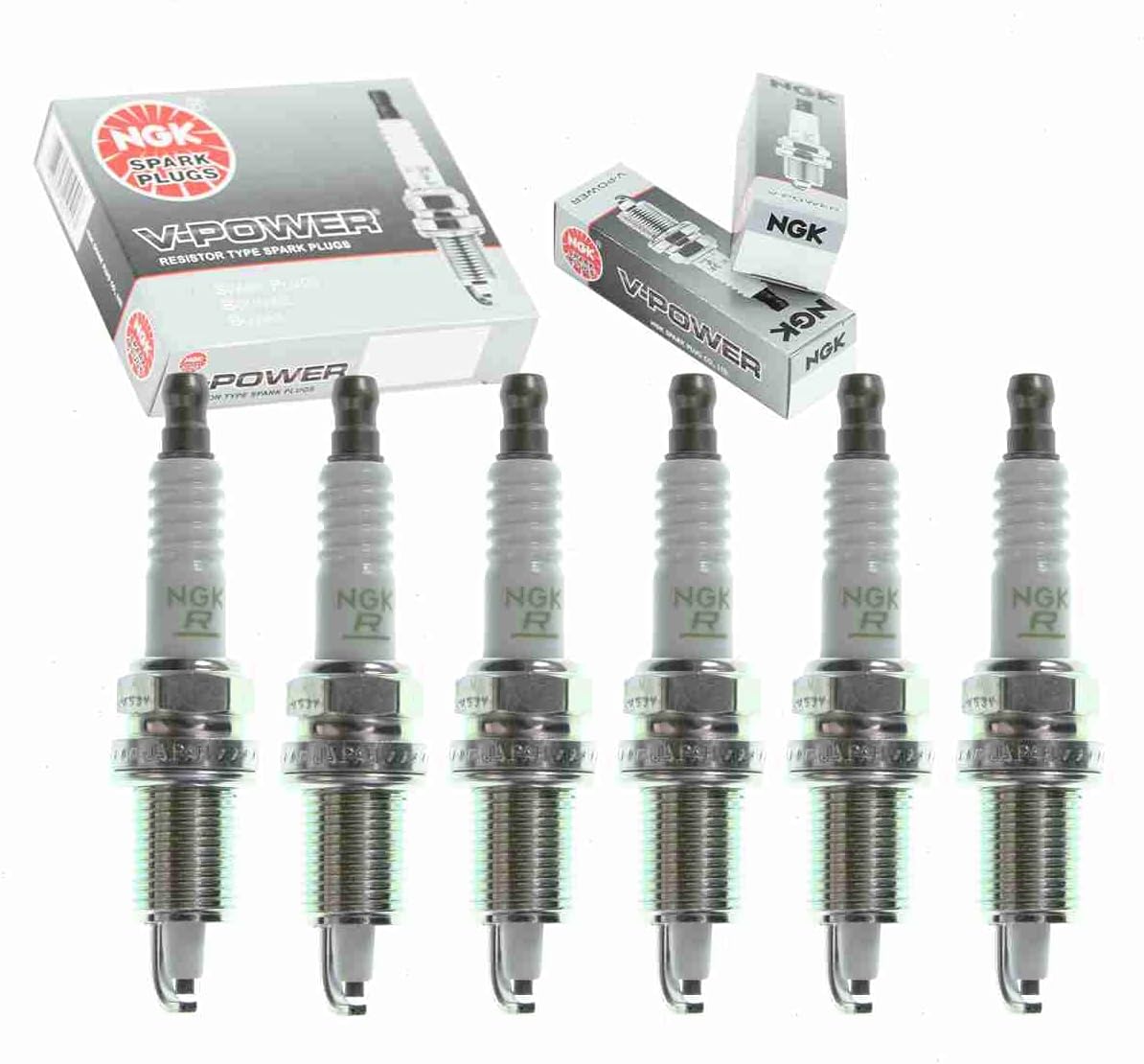 Sixity Auto 6 pc NGK V-Power Spark Plugs compatible with Jeep TJ 4.0L L6 1997-2006