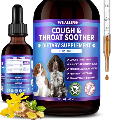 WEALLIN Dog Cough Treatment Support for Dogs - Dog Cough Care Natural Solution for Cough Natural Dog Cough Supplement Herbal Drops Support for All Breeds - 60 ml/2 Fl Oz