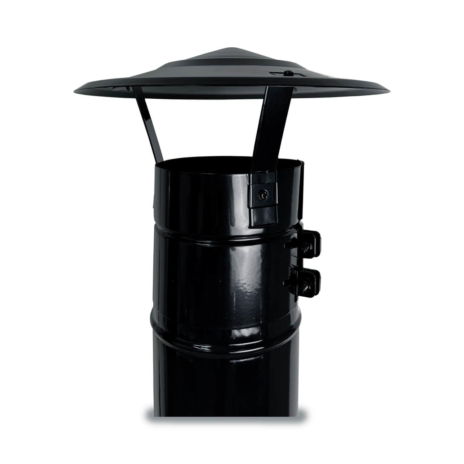 Sombrerete Fijo para chimeneas en Acero pintado en Negro - Serie lisa - 300 mm