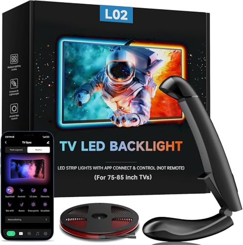FFJ TV Hintergrundbeleuchtung, 5,5 Meter LED Streifen Sync für 75-85 Zoll TVs und PC-Monitore, TV LED Strip mit Sensor, Smart-App-Steuerung, Spiel & Musik-Sync, RGB-Farbwechsel Streifen für Heimkino FFJ TV Hintergrundbeleuchtung, 5,5 Meter LED Streifen Sync für 75-85 Zoll TVs und PC-Monitore, TV LED Strip mit Sensor, Smart-App-Steuerung, Spiel & Musik-Sync, RGB-Farbwechsel Streifen für Heimkino